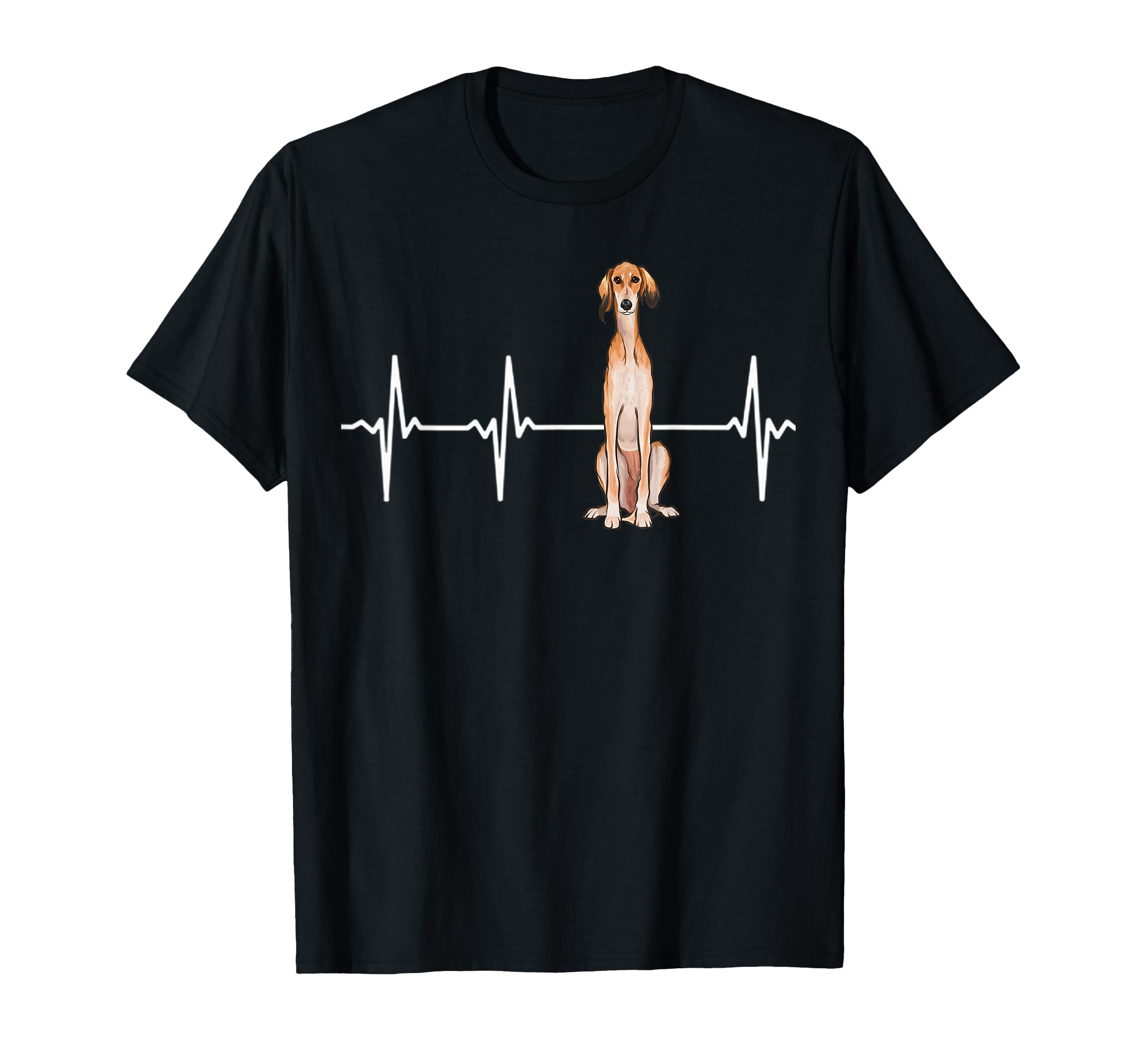Saluki Heartbeat Dog Lover T-Shirt, Black