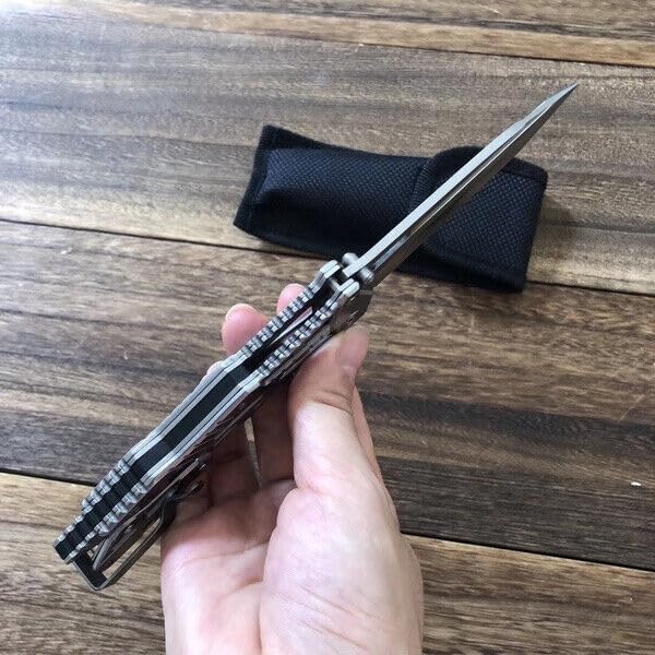 Miniatura 3 de DOOM BLADE Cuchillo de bolsillo plegable blanco, cuchillos geniales para acampar al aire libre, estilo militar, cuchillo táctico con bloqueo de