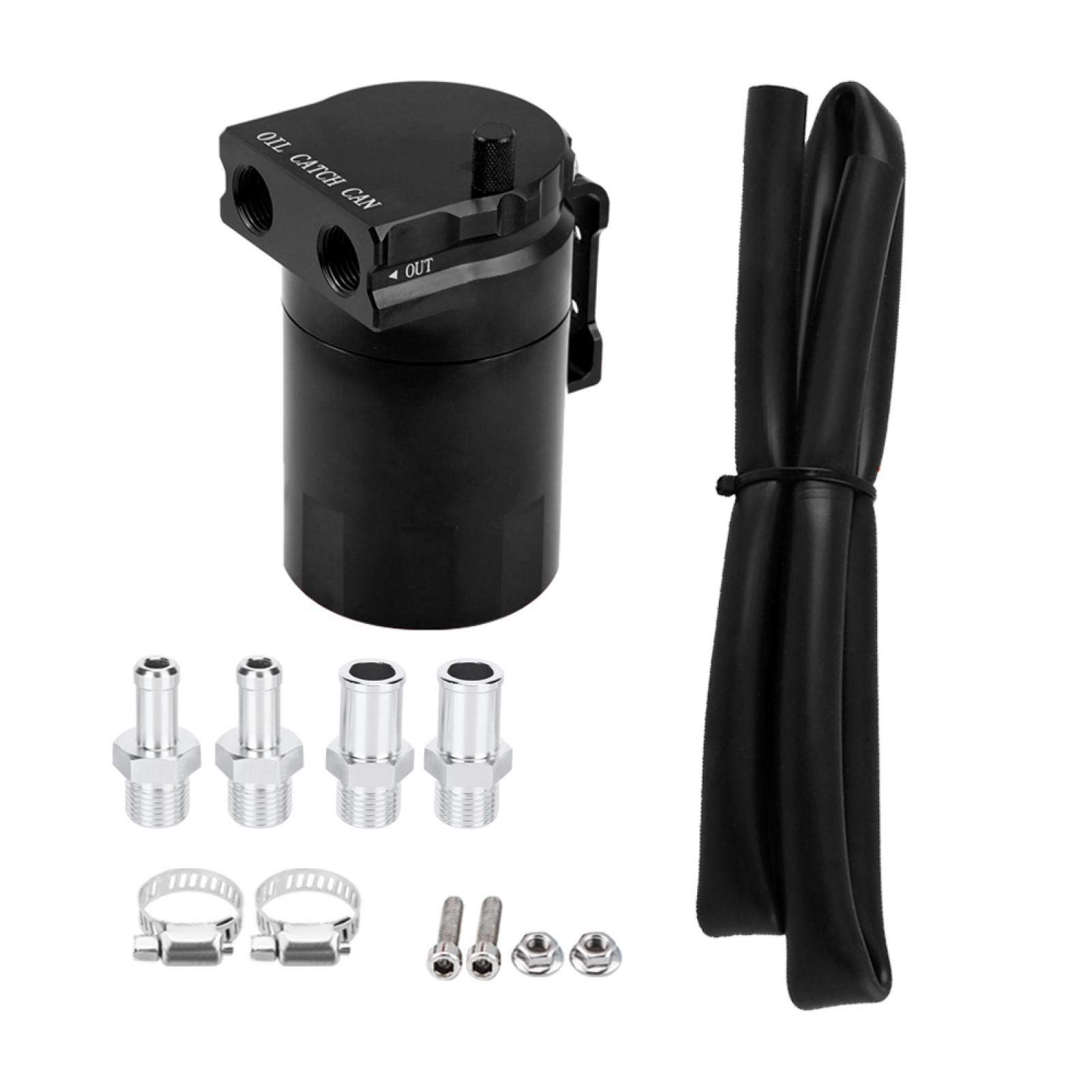 Universal Aluminium Auto Motorölbehälter Catch Can Breather Tank Kit Schwarz