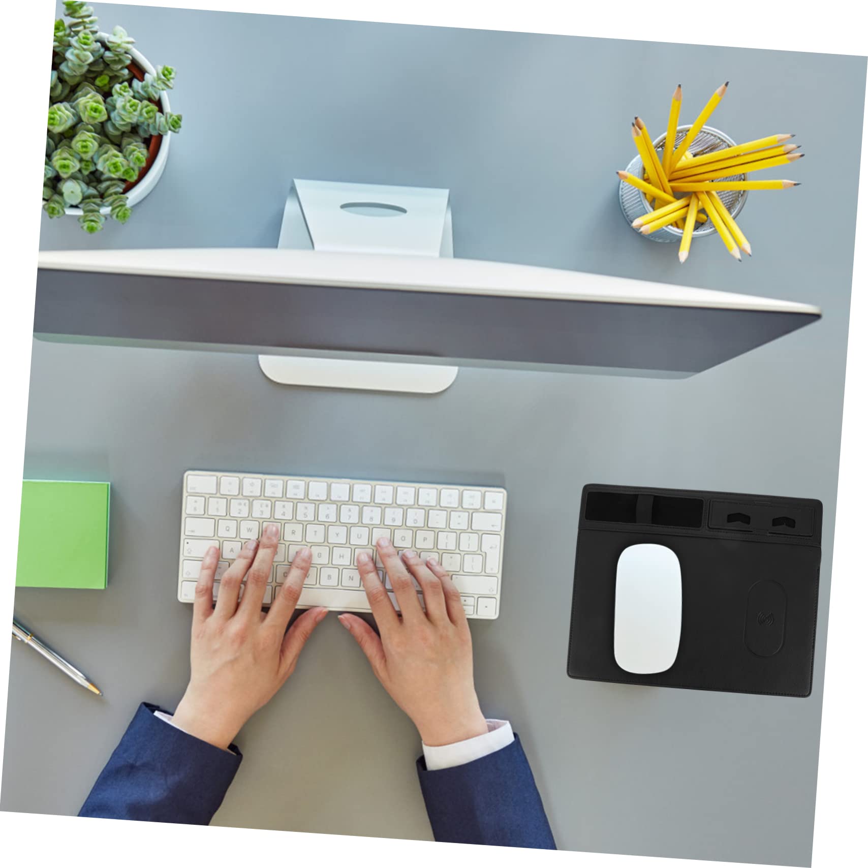 Ciieeo Tappetino per Mouse Wireless 15w in Pu, Anti-spruzzo