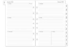 2024 Weekly & Monthly Planner Refills - 5.5"x8.5", 7-Hole Punched - Calendar...