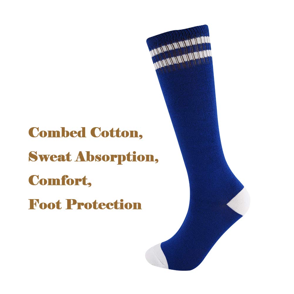 Knee High Socks for Kids, Cotton Soccer Socks for Boys, Girls, Toddlers……, 10 pares azul*5+negro*5, 10 Pairs 10-15 Years