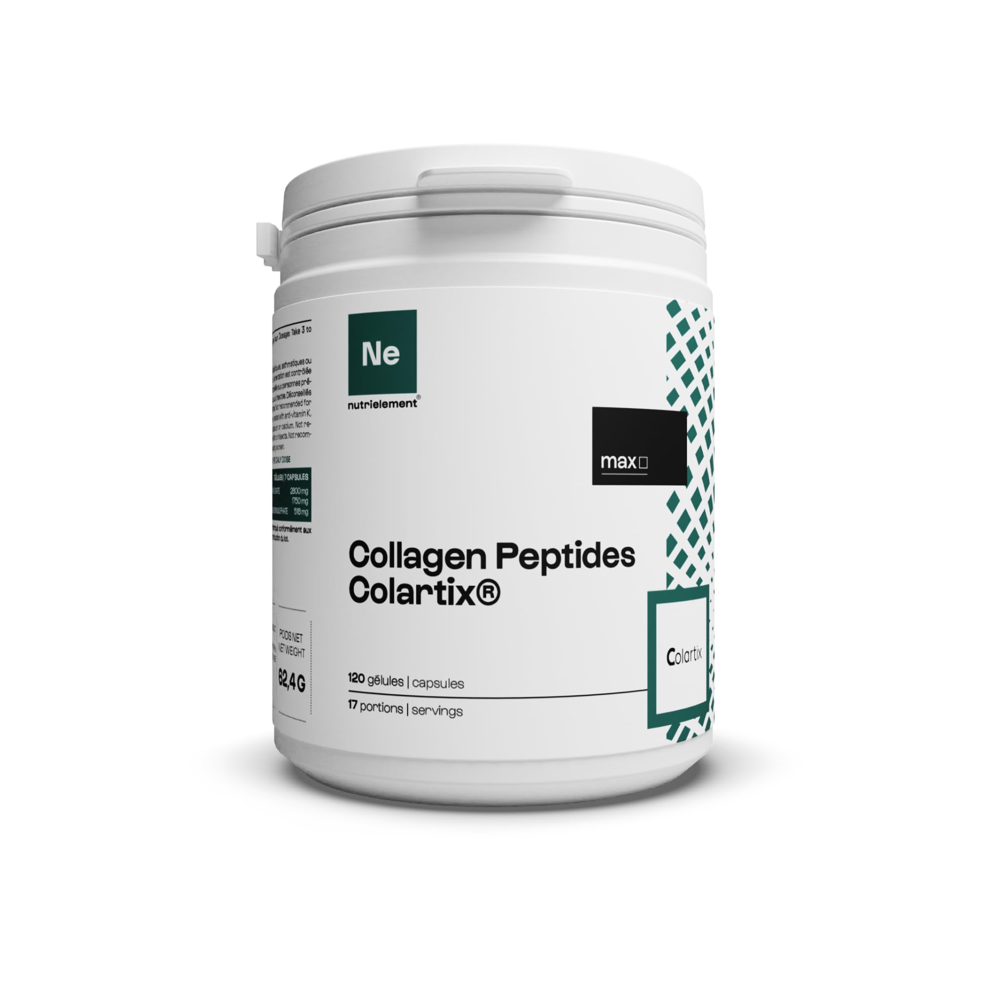 Nutrielement - Collagène Colartix (Type 1, 2 et 3) 120 gélules - Collagene hydrolysé - 10 fois plus puissant que Collagène Type 1 - Os et Articulations | By Nutrimuscle | Collagène hydrolysé - 10 fois plus puissant que Collagène Type 1 - Os, Tendons, Arti