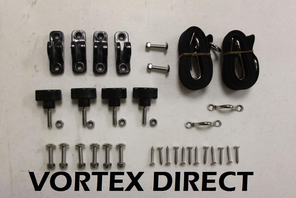 Vortex Navy 4 Bow Bimini Top 10' Long, 85-90" Wide, 54" High, Pontoon/Deck Boat Complete Kit, Frame, Canopy, and Hardware by Vortex
