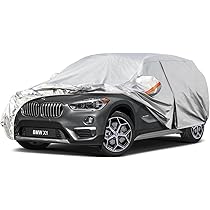 Kayme Telo Copriauto da Esterno, Compatibile con BMW X1 (2009-2025), Copertura a 6 Starti per Impermeabile Anti UV Anti Vento Antipolvere, Telo Copri con Cerniera e in Cotone.