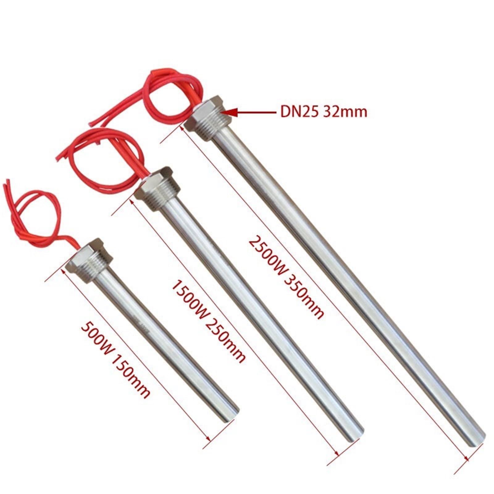 Heizgeräte, 220 V DN25 Heizpatrone aus Edelstahl 20 x (150–350) mm(500w 20x150mm)