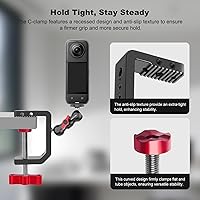 Vista 4 de Soporte para cámara de escritorio con abrazadera C, abrazadera en C de mesa de aluminio con rosca de 1/4 de pulgada 3/8 pulgadas, soporte DSLR