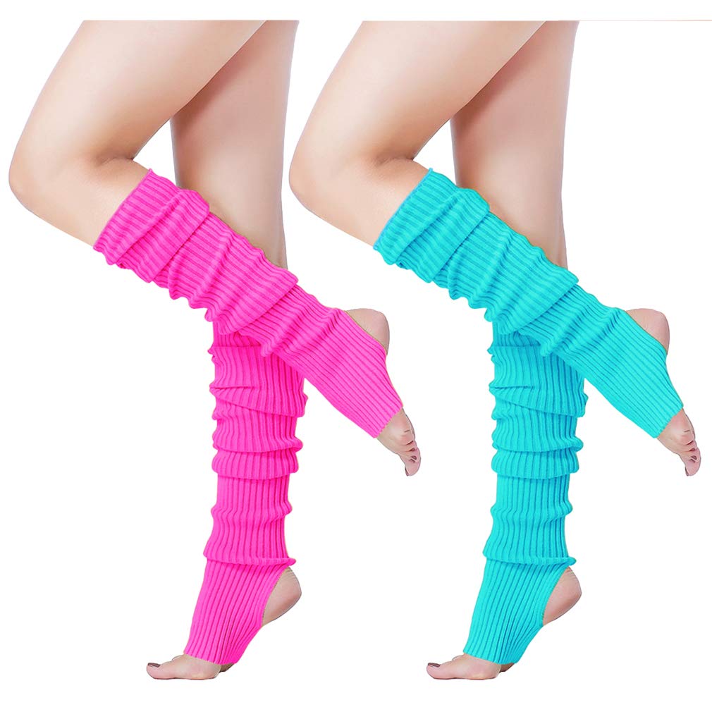 v28 Women’s Neon Knit Leg Warmer for 80s Party Dance Sports Yoga