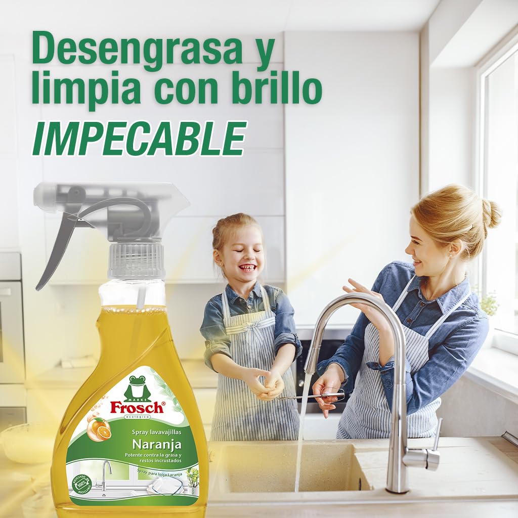 Frosch Spray Lavavajillas Naranja 300ml - Limpiador Desengrasante Ecológico con Extractos Naturales - Elimina Grasa e Incrustaciones — view 7