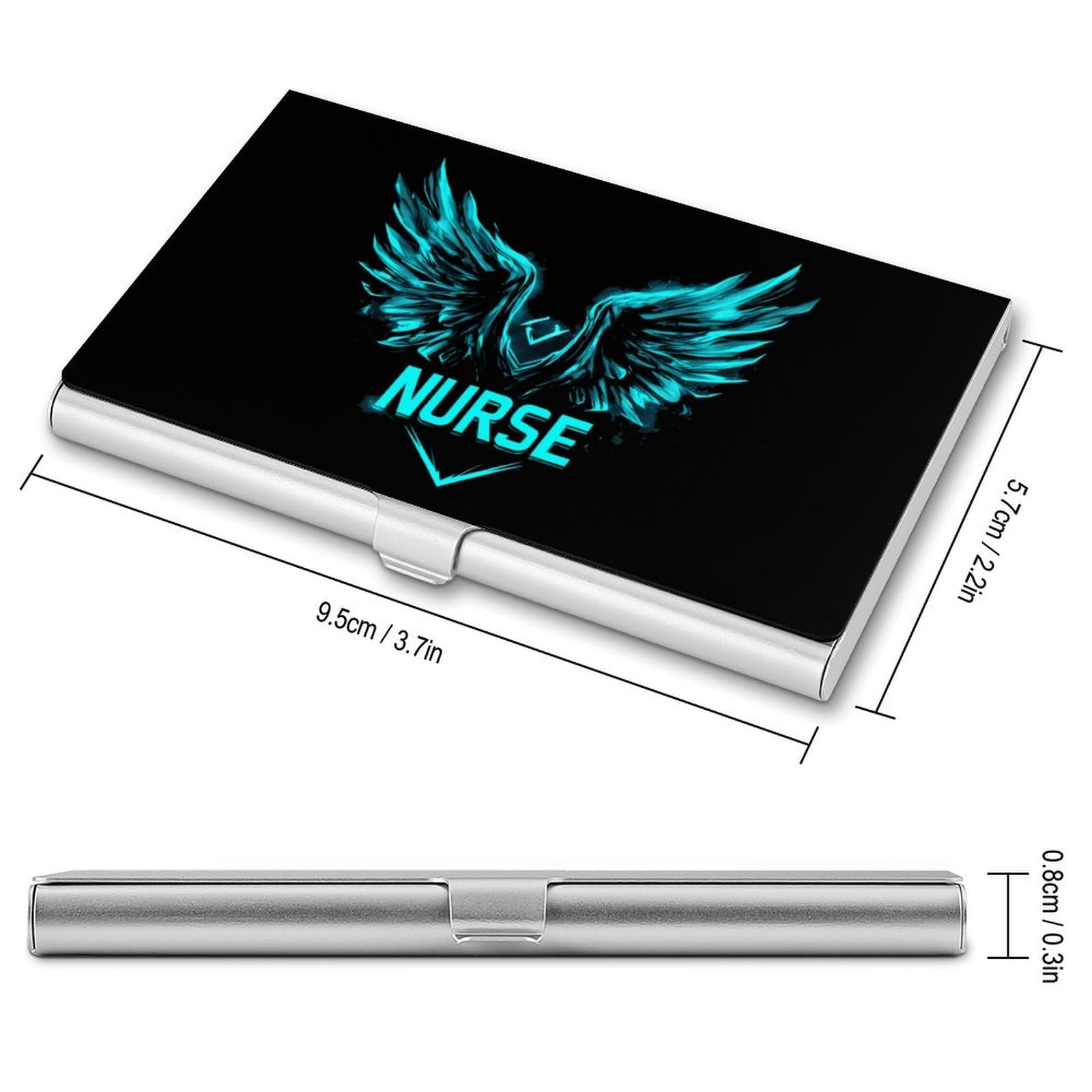 Angels Nurse Slim Business Card Holder Wallet for Men & Women Pocket Metal Case 3.7x2.2x0.3 Inches