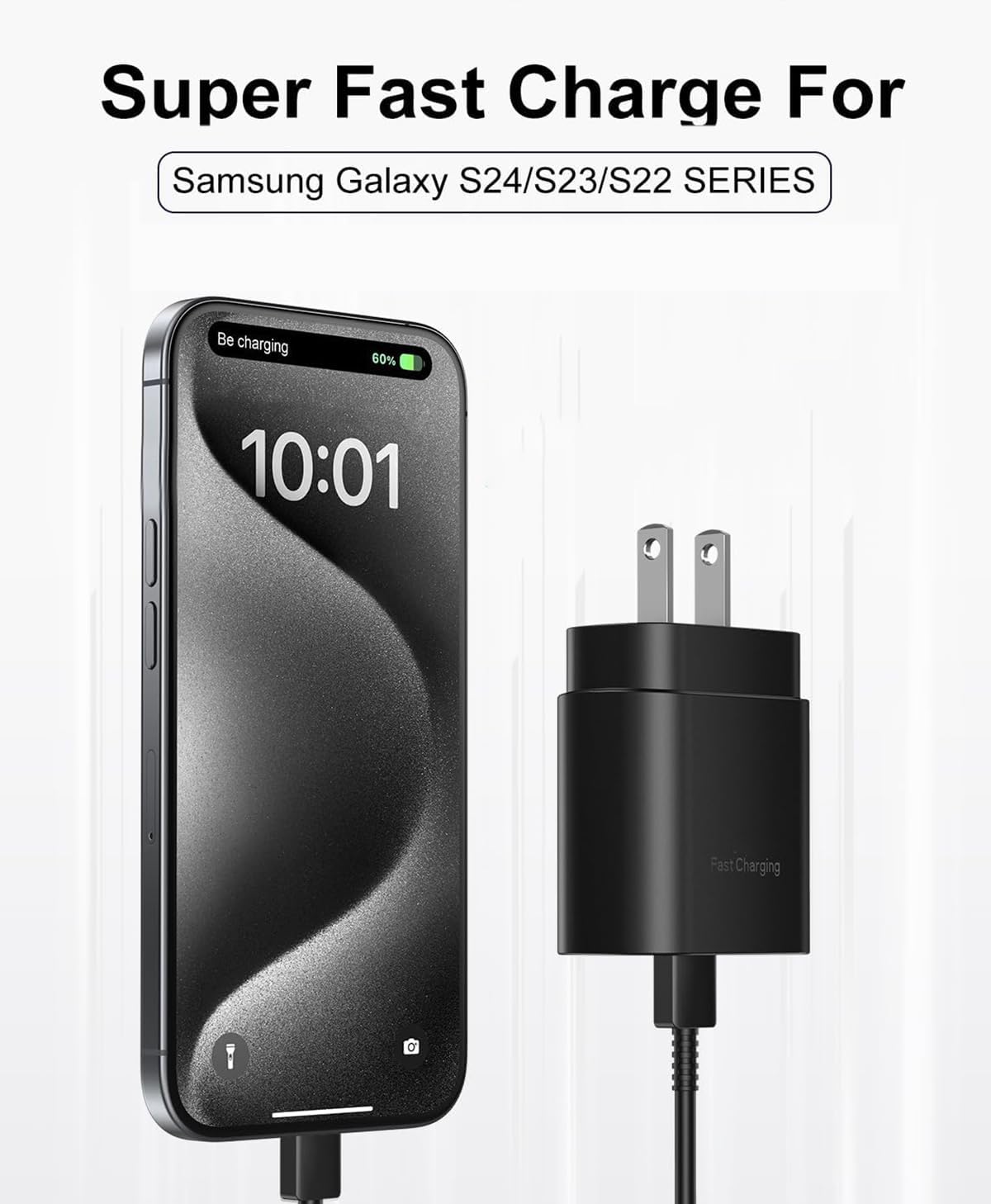 Fast Type-C Charging Block, 25WUSB C Fast Charging, USB Wall Charger for Samsung Galaxy S10/S10e/S10 +/S9 +/S8 +/S22/S21 Ultra/S20/Note 20/10/9 (Black) image 7 of 9 B0F2SGCM57