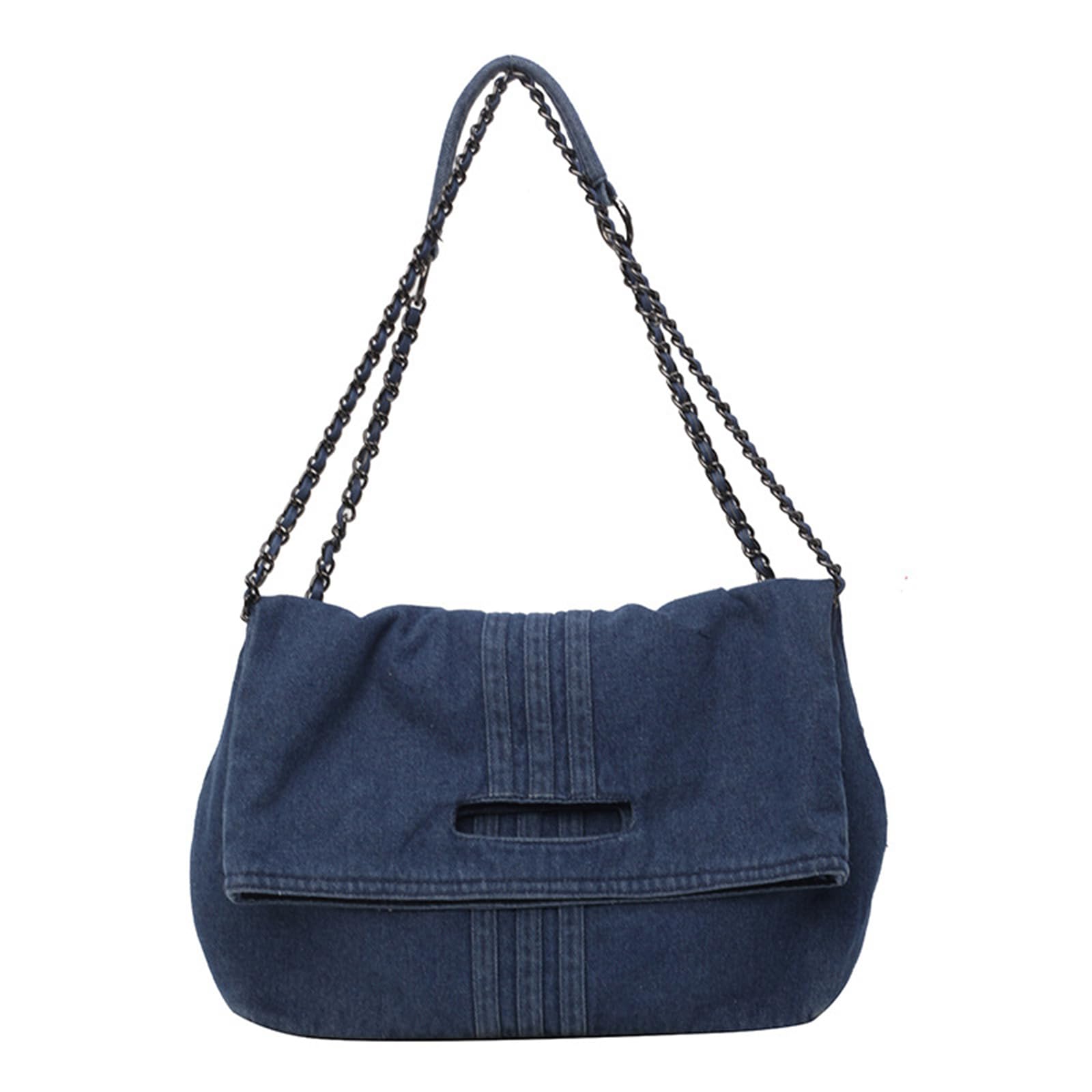 Bolso de Mano de Tejano Jean Bolsos Vaqueros para Mujer Bolso de Hombro Bandolera de Mezclilla Gran Capacidad Bolsa Shopper Retro Tote para Compras Citas Viajes Trabajo Azul Oscuro