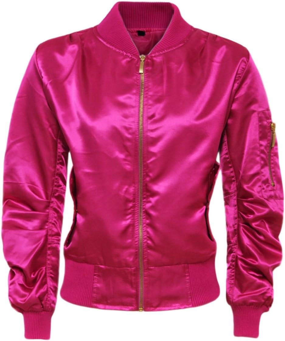 Candy Floss New Ladies MA1 Satin Army Flight Lightweight Bomber Biker Womens Summer Retro Jacket