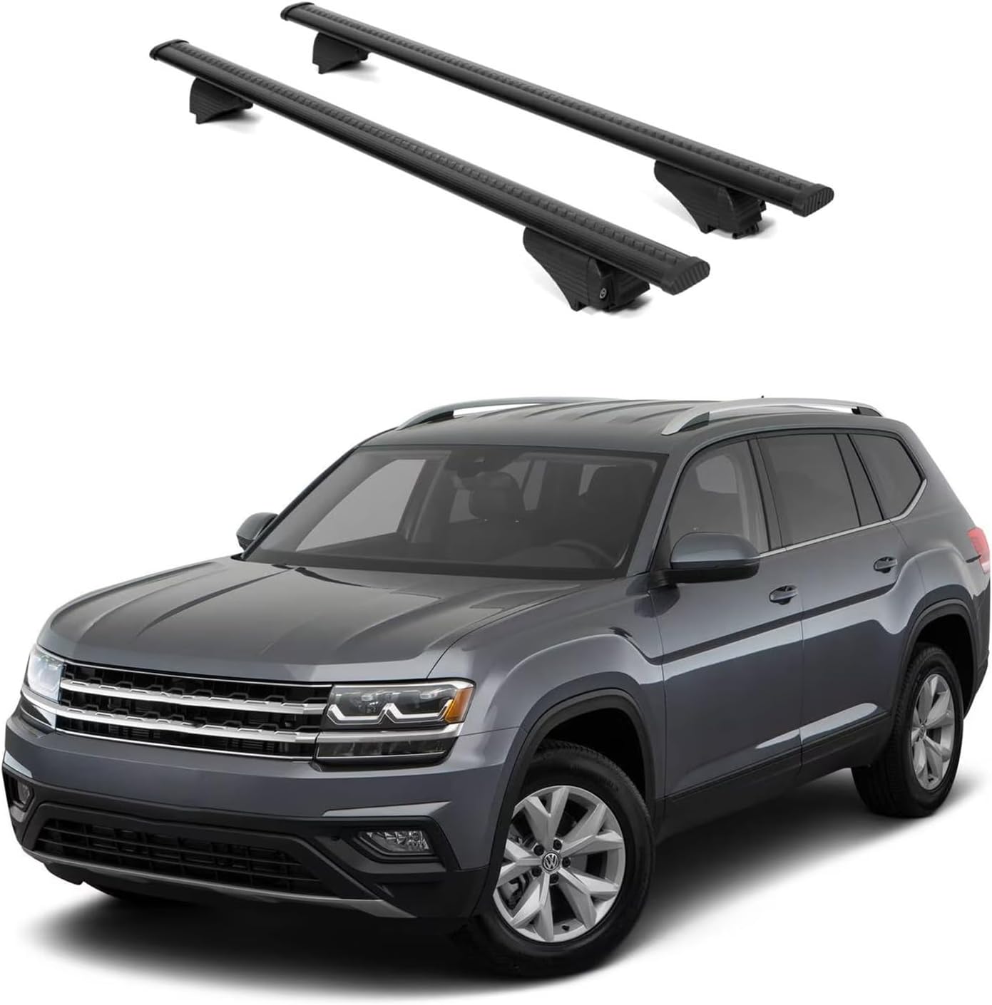 ERKUL Roof Rack Cross Bars for VW Volkswagen Atlas 2018-2026 (Not for Atlas Cross Sport) | Aluminum Crossbars with Anti Theft Lock for Rooftop | Compatible with Raised Rails - Black