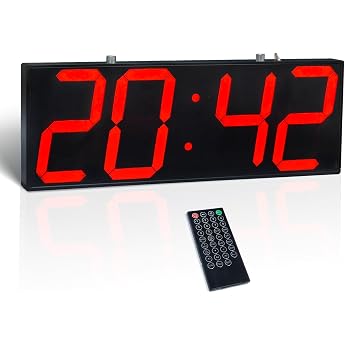 CHKOSDA Digital Wall Clock with Double-Sided Display, Large Display with Timer, Temperature, Alarm and Date Display, Hanging 