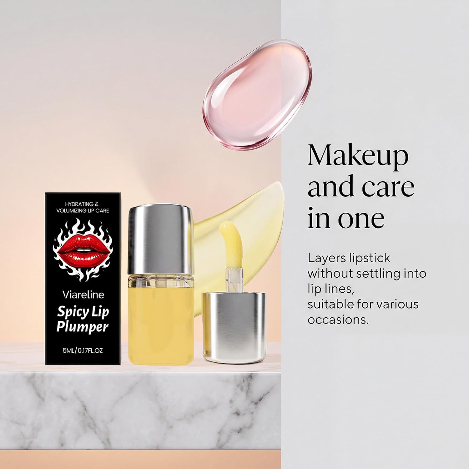Moisturizing Lip Oil – Hydrating & Nourishing Lip Care for Soft, Smooth & Glossy-Looking Lips, Lightweight Daily Lip Treatment for Everyday Use, 5ml