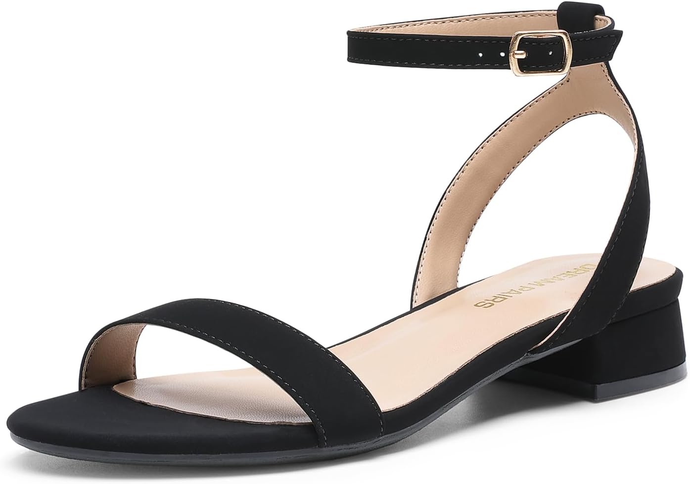 DREAM PAIRS Women Black White Nude Clear Sandals Low Heel Dressy Sandals Ankle Strap Open Toe Chunky Block Heeled Summer Classic Comfortable Flat Shoes