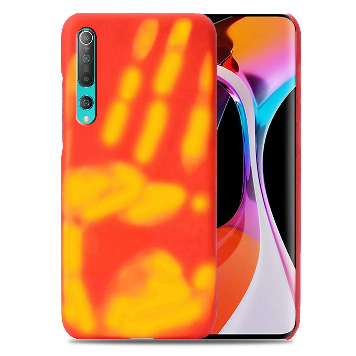 Hicaseer Case for Mi 10 5G,Thermal Sensor Case&Ultra Thin Anti-Scratch Stylish Color Changing Protective Cover for Xiaomi Mi 10 5G/10 Pro 5G 6.67" - Red+Yellow