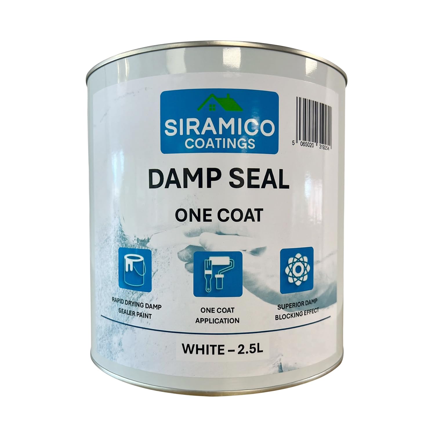 Siramico Coatings White The Dampseal One Coat | Seals Damp And Mould Stains In One Coat By Brush Or Roller (, Litres) Size 2.5