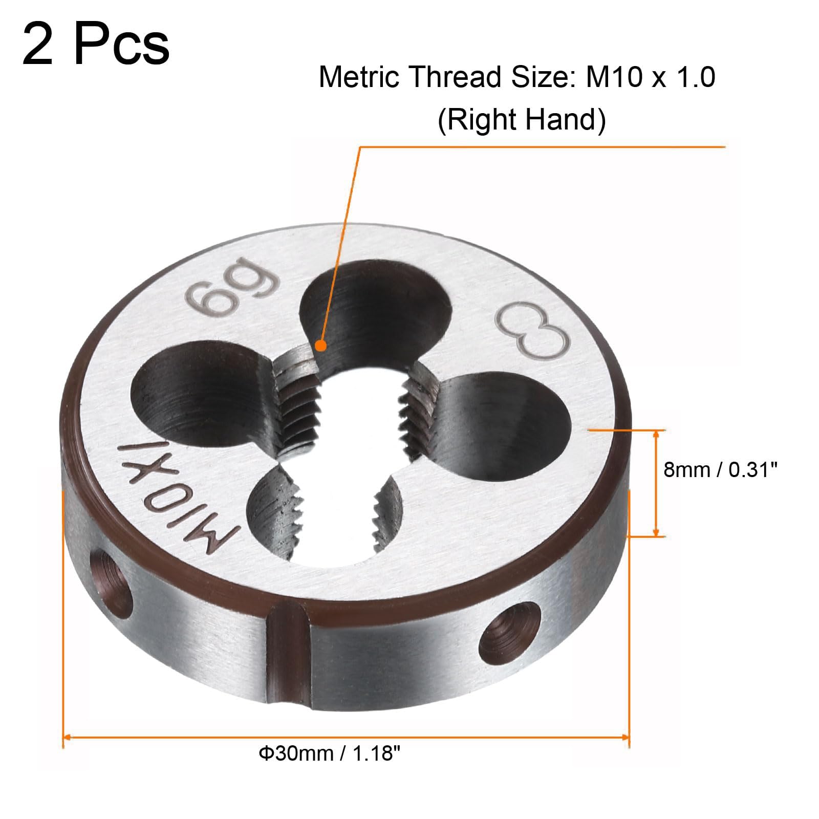 TA-VIGOR 2pcs M10 x 1.0 Metric Adjustable Threading Die - Image 2