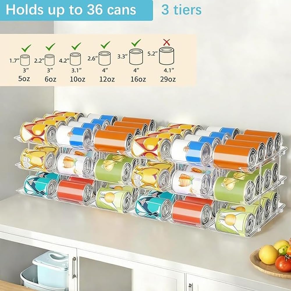 Étagère empilable Transparente pour canettes de,Clear 3Tier