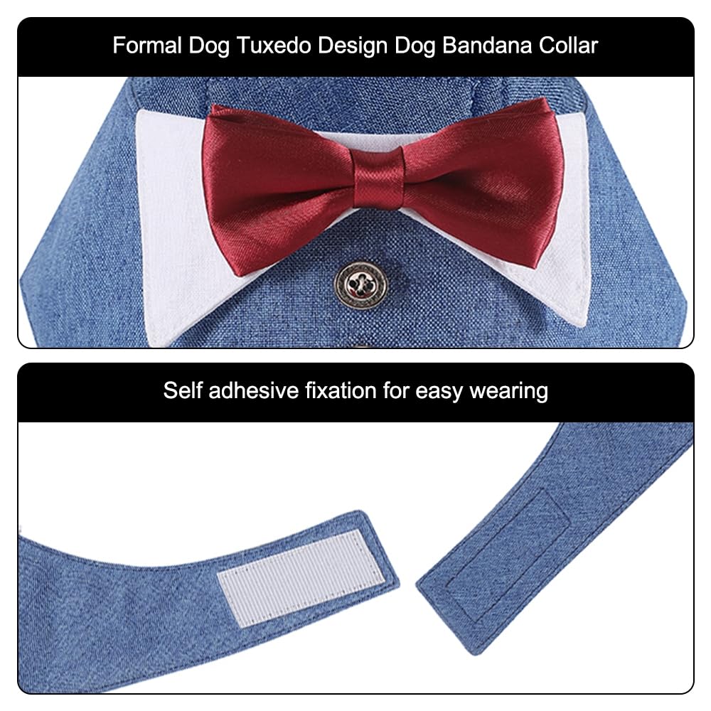 Bandana da Smoking per Cani, Collare Formale con Papillon Rosso per Cane di Piccola Media e Grande per Festa di Natale, Cosplay Matrimonio Compleanno Fidanzamento