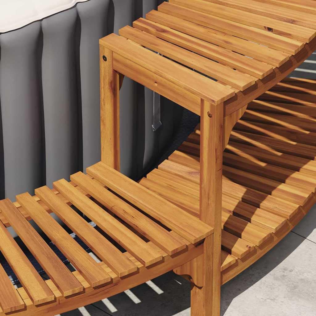 Vasca idromassaggio semicircolare, marrone, in legno di acacia massiccio, 272 x 120 x 55,5 cm, resistente alle intemperie, per esterni, spa, giardino, terrazza, facile da montare e