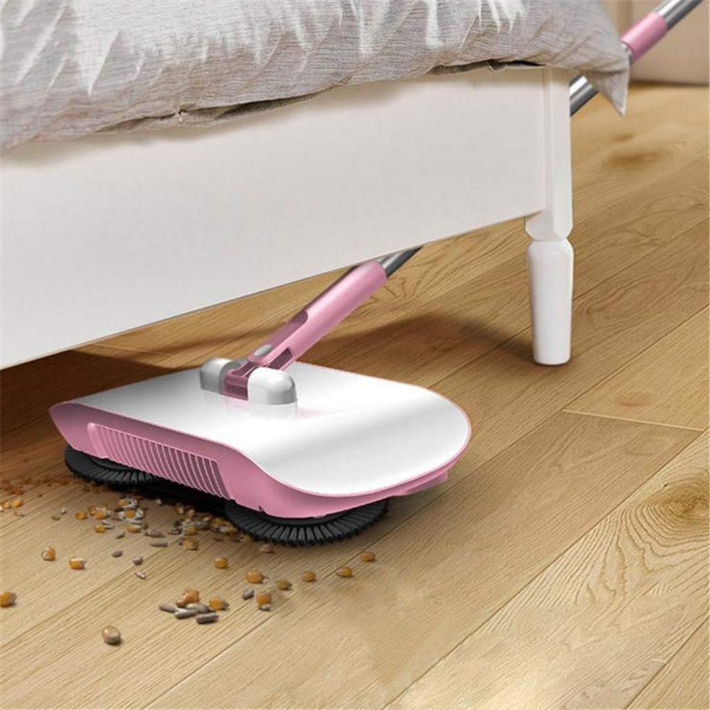 Radorock 3 in 1 Sweeper Mop Vacuum Cleaner Hand Push Floor Cleaner,Upgrade Soft and Thick Brush + Microfiber Mop Easy to Use (Pink)