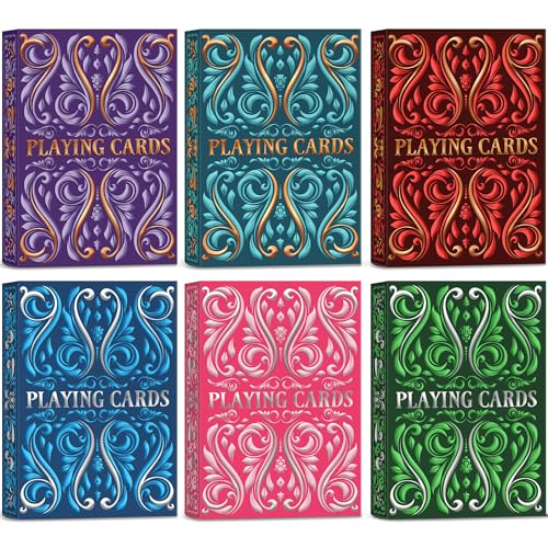 Playing Cards 6 Pack Decks of Cards Poker Size Standard Index Deck in 6 Unique Colors Playing Cards Bulk for Family Game Night Blackjack Pinochle Canasta Party Supplies Travel Card Games