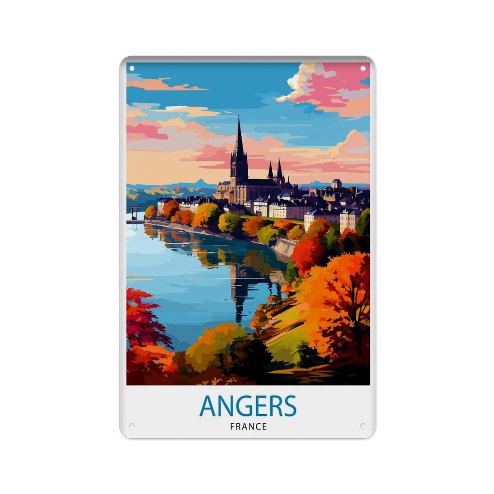 peiyeety Metal Tin Sign Angers France Travel Angers Wall Decor Angers Poster France Travel Angers Art Angers 8 X 12 Inch
