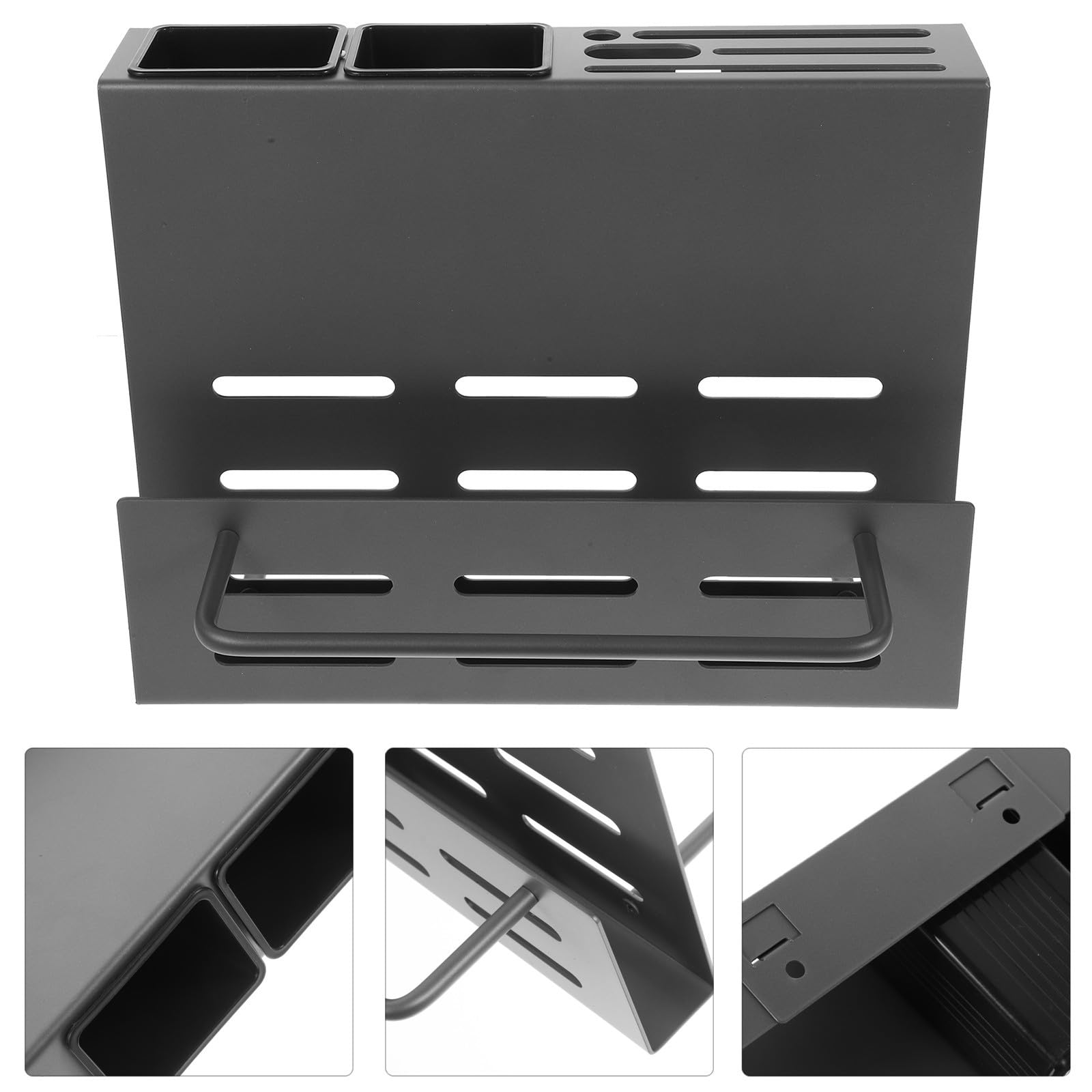 USHOBE Porte-ustensiles en Abs et Acier Inoxydable Mural Multifonction