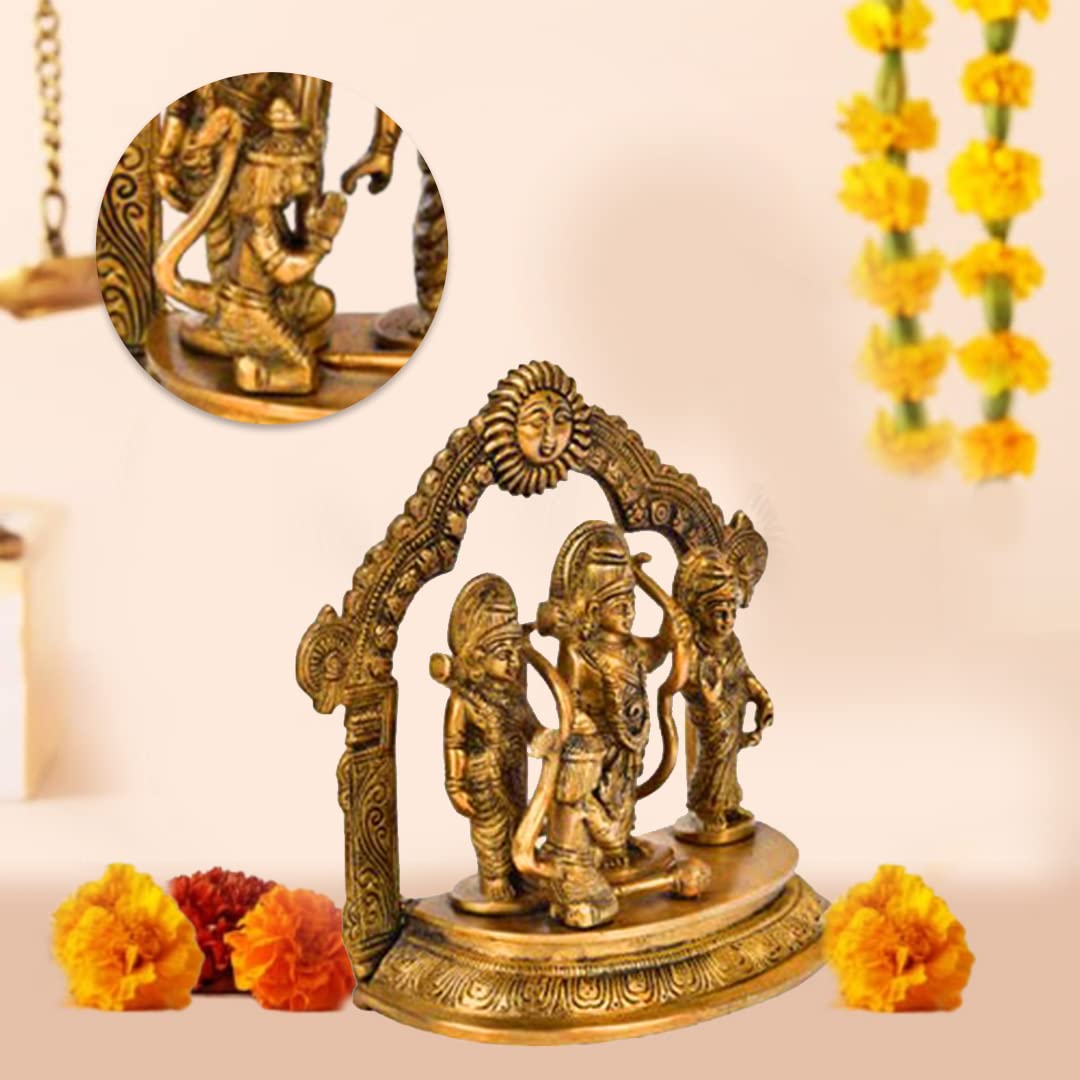The Advitya Ram Darbar Brass God Idol|Lord Rama Murti with Laxman Sita Hanuman|Festive Decor Diwali Gift Home Decoration Item for Living Room|Pooja Essentials|Diwali Decoration House Warming Gift-7in. - Image 2 thumbnail