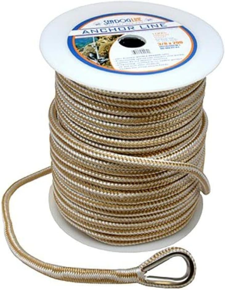Sea Dog 302110060G/W-1 Premium Double Braided Nylon Anchor Line - 3/8" x 60', Gold/White