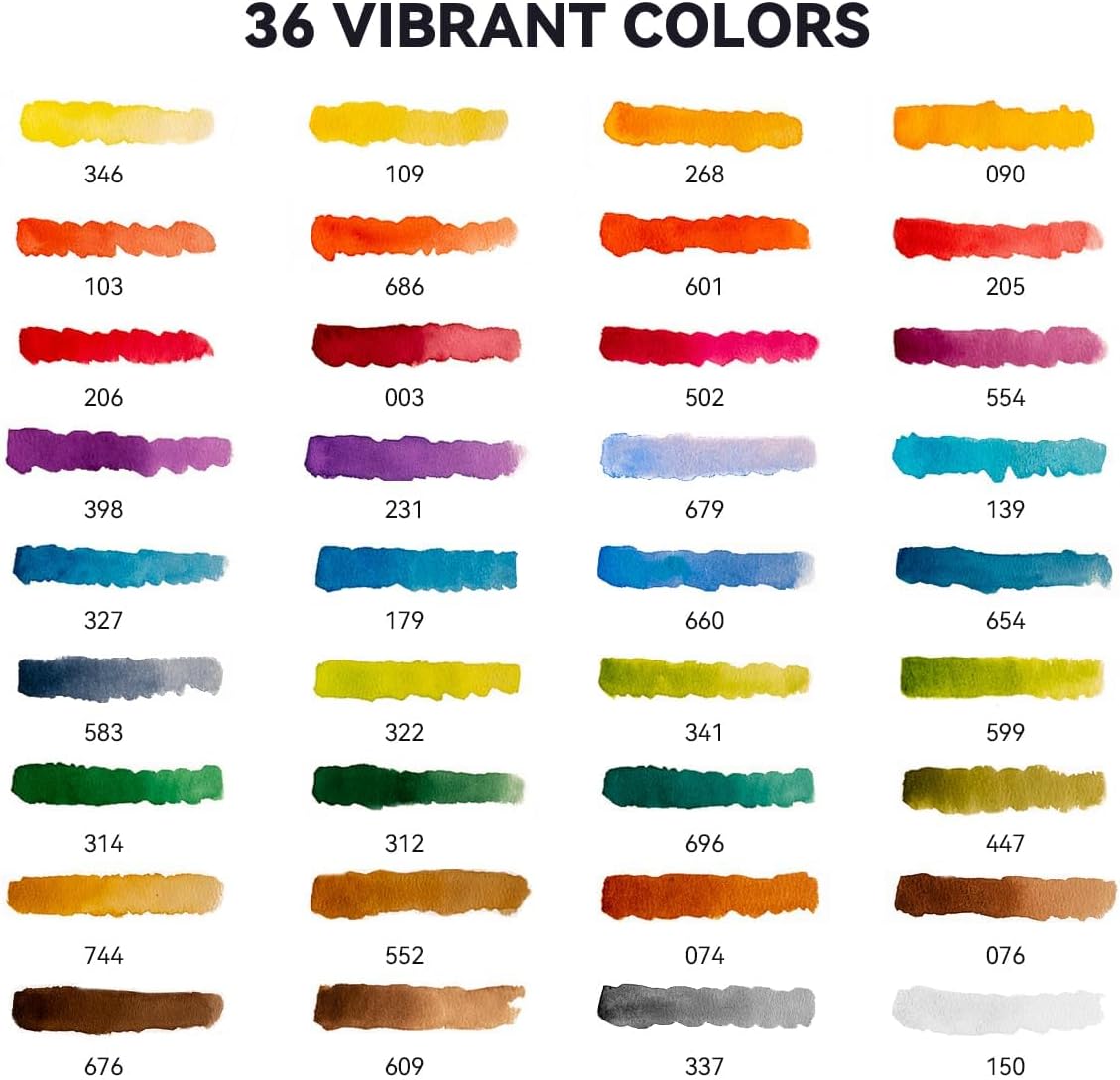 MeiLiang Watercolor Paint Set, 36 Vivid Colors in Pocket Box with Metal Ring and Watercolor Brush, Perfect for Students, Beginners and More - Image 4