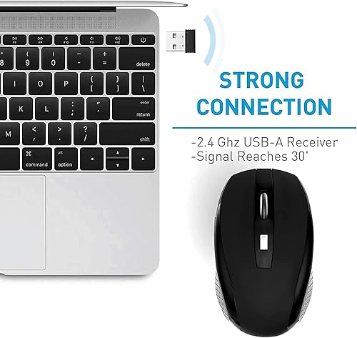 Miniatura 2 de Guiheng Paquete de 2 ratones inalámbricos, mouse inalámbrico de 2.4 GHz, 1200, 6 botones con nano receptor para laptop, PC, Chromebook, computadora,