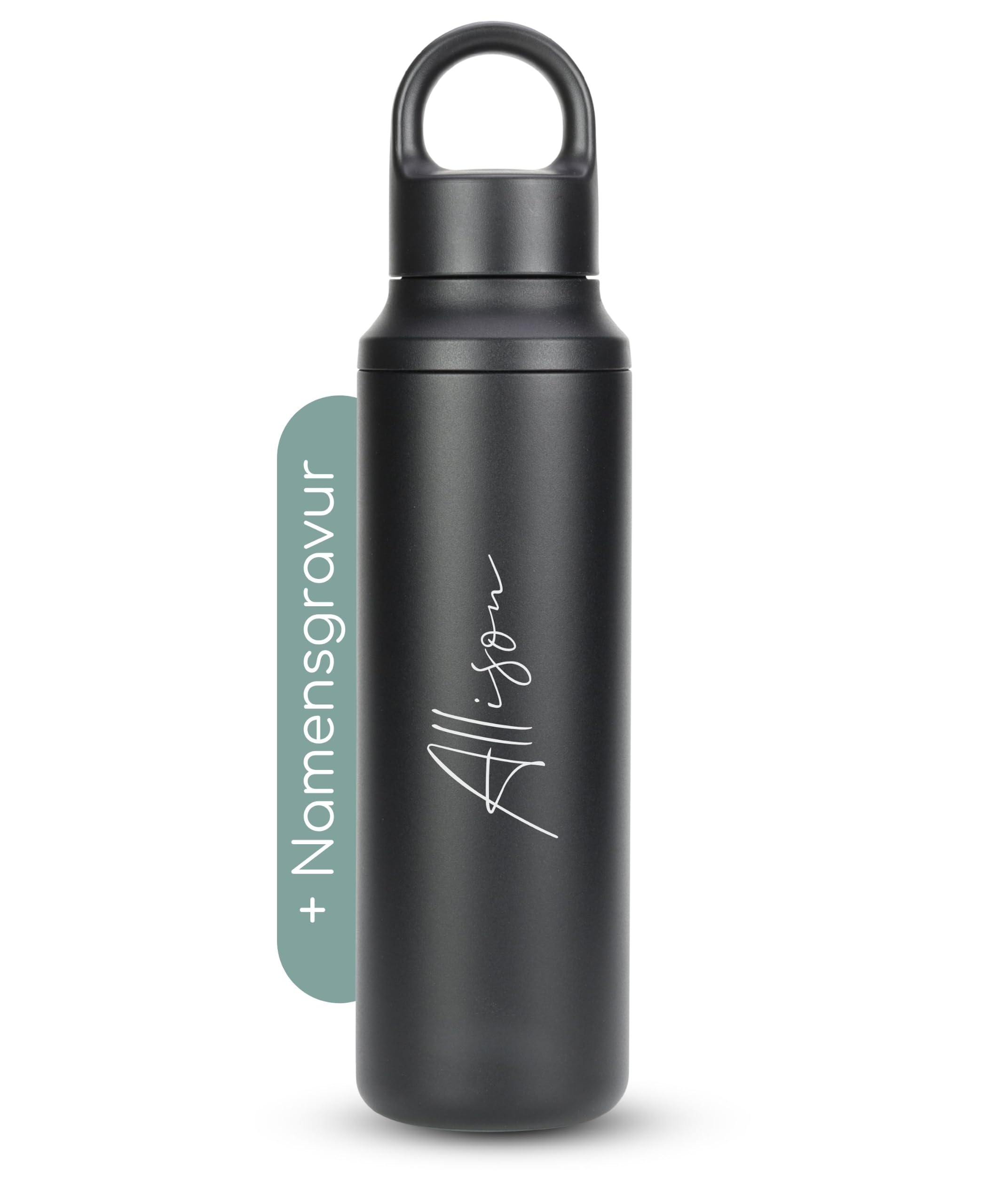 Milu Edelstahl Trinkflasche 600ml, 750ml – Thermosflasche, Isolierte Wasserflasche, Auslaufsichere Isolierflasche doppelwandig, Thermoskanne – inkl. Reinigungsbürste (Gravur, 750ml)