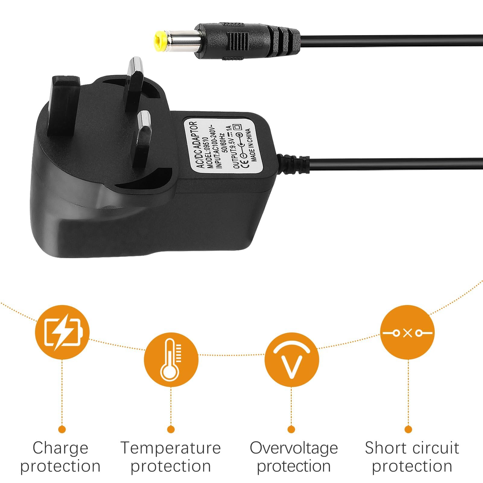 Stekkervoeding smal 12Volt DC 1000mA met 5,5mm plug en led indicatie