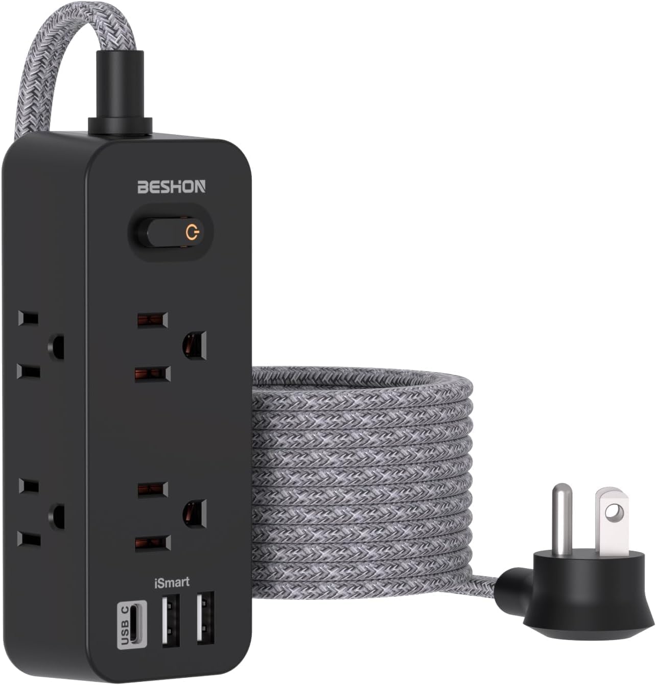 BESHON Surge Protector: 6 Outlets, 3 USB, Compact