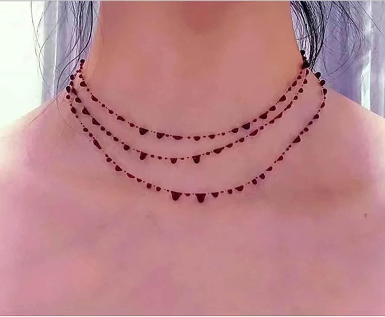 Resin Blood Drop Necklace Unique Resin Pendant Clavicle Chain Muiltfunction Bloody Droplet Choker Necklace Gift - Image 3