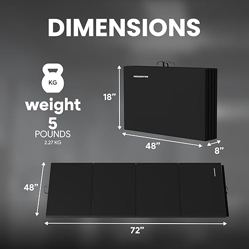 Miniatura 3 de BalanceFrom Colchoneta de gimnasia plegable de 4 paneles de 6 x 4 pies, almohadilla de 2 pulgadas de grosor con superficie de vinilo y asas de