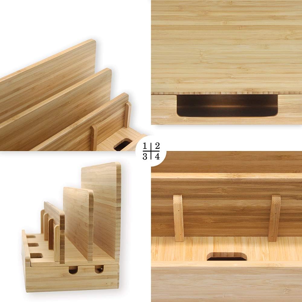 40% Off Discount Originalidad Eco Bamboo Multi-Device Charging Station Dock, Desk Docking Station Organizer for Laptops, Tablets, and Phones