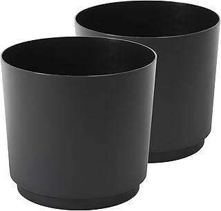 Tymar Macetero de plástico, 2 unidades, color negro, diámetro de 35 cm