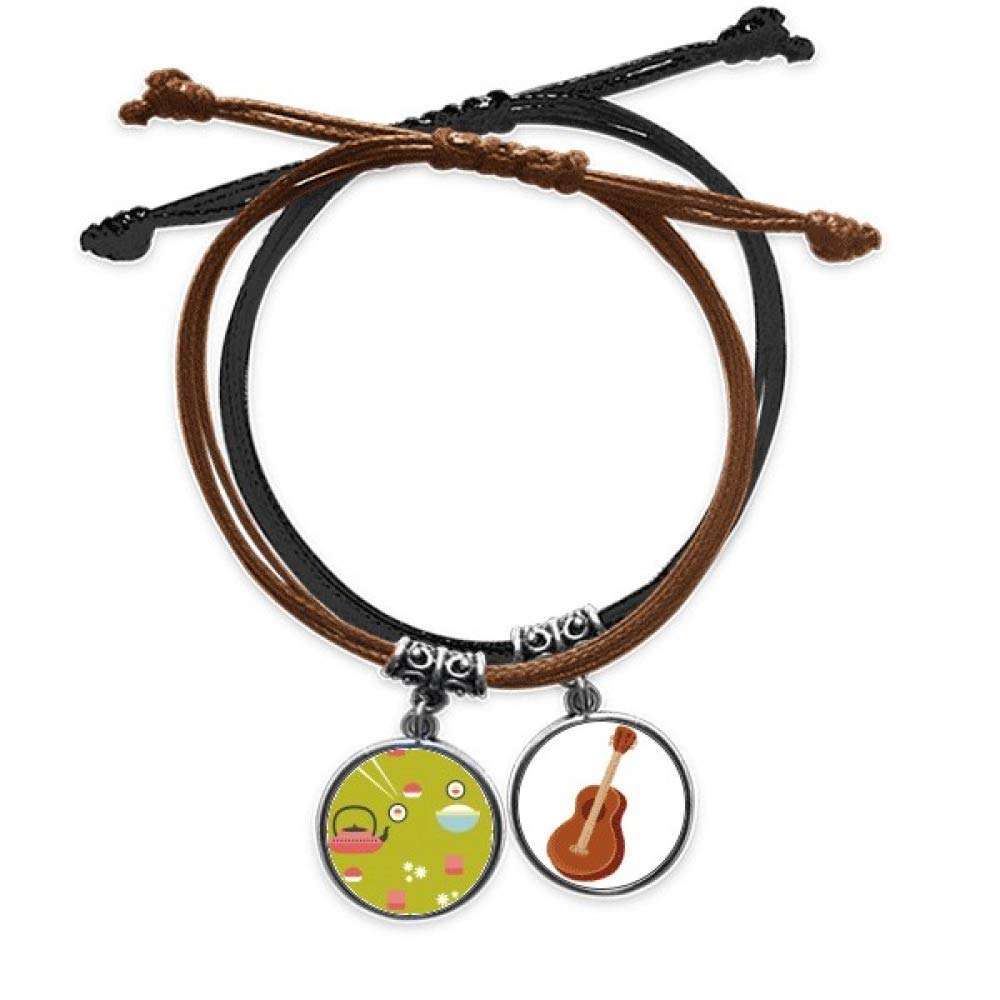 Pulsera de arroz sushi y guitarra en cuero ajustable DIYthinker 3