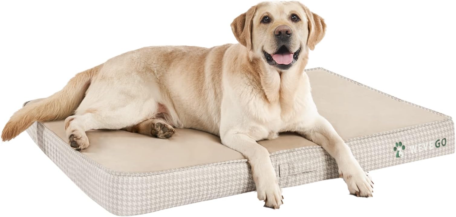 WEVEGO Orthopedic Dog Bed, Thicken Gel Memory Foam Flannel Fabrice Dog Bed, Large Dogs/Cats Up to 50/75lbs, Waterproof and Removable Washable Cover Pet Bed for Small, Medium and Large Dogs