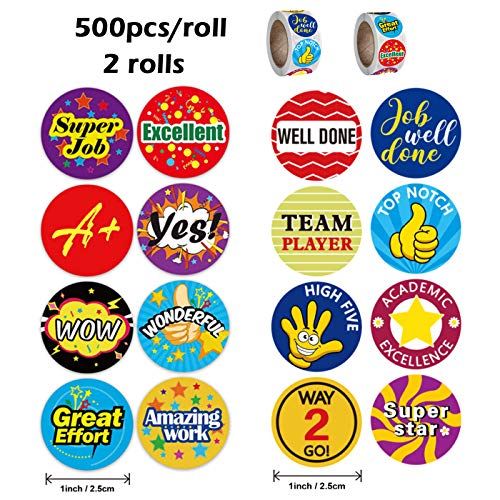 Beloningsstickers voor kinderen,1000 beloningssticker,16 verschillende ontwerpen, 1 inch schoolstickers, leuke stickers… - Image 3