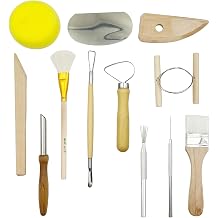 12PCS Pottery Tools Kit for Beginners Clay Sculpting & Ceramic mud Tools Set with Sponge Carving Supplies Cleaning Easy-to-Use Pottery Starter Kit for DIY Craft & Clay Modeling