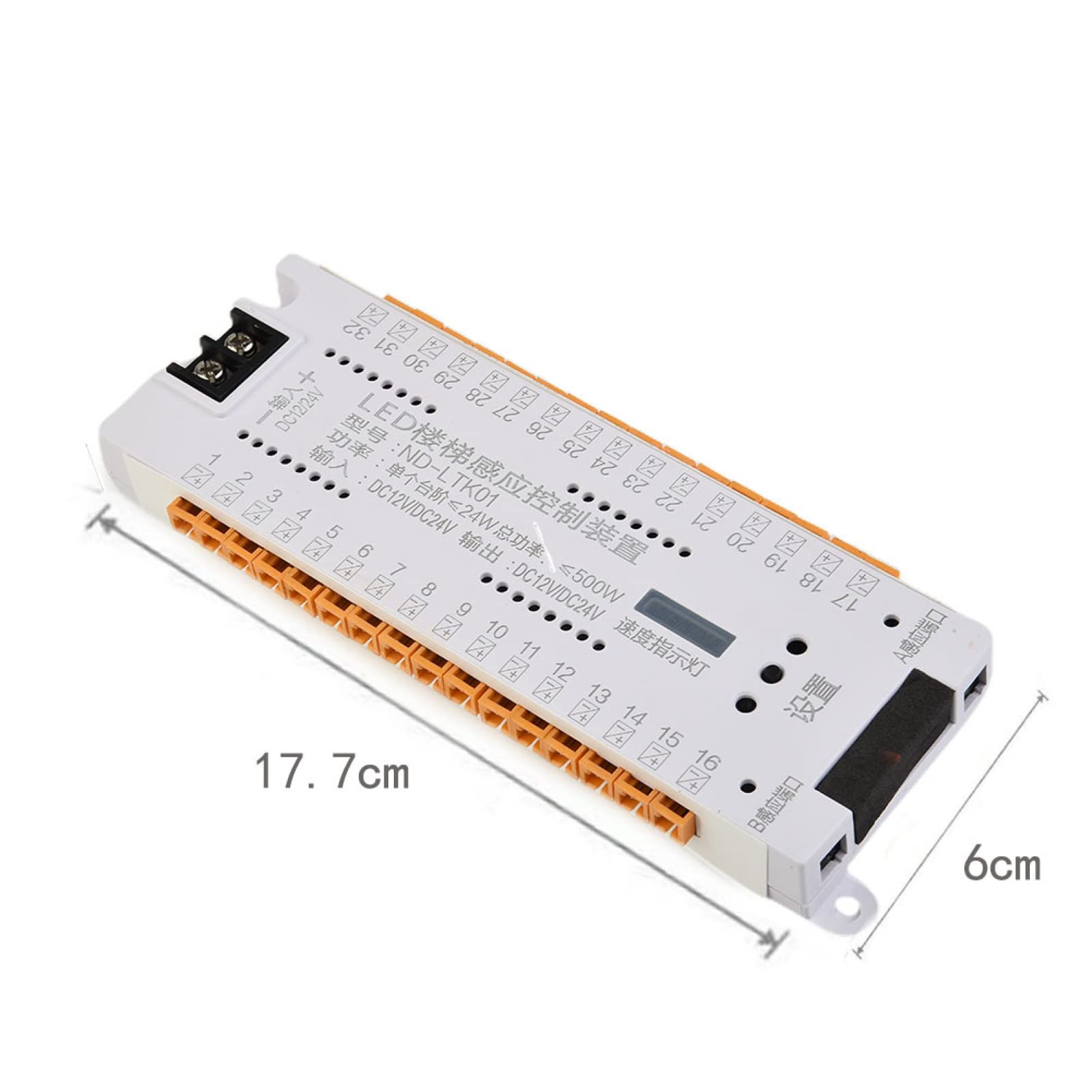 LED Treppenbeleuchtung mit Bewegungssensor, 12V/24V Bewegungssensor Treppenlicht Kit 32 Kanal Dimmen Licht mit LED Lichtinduktionsregler, für drinnen, zuhause, Hotel, Automatische Treppensteuerung
