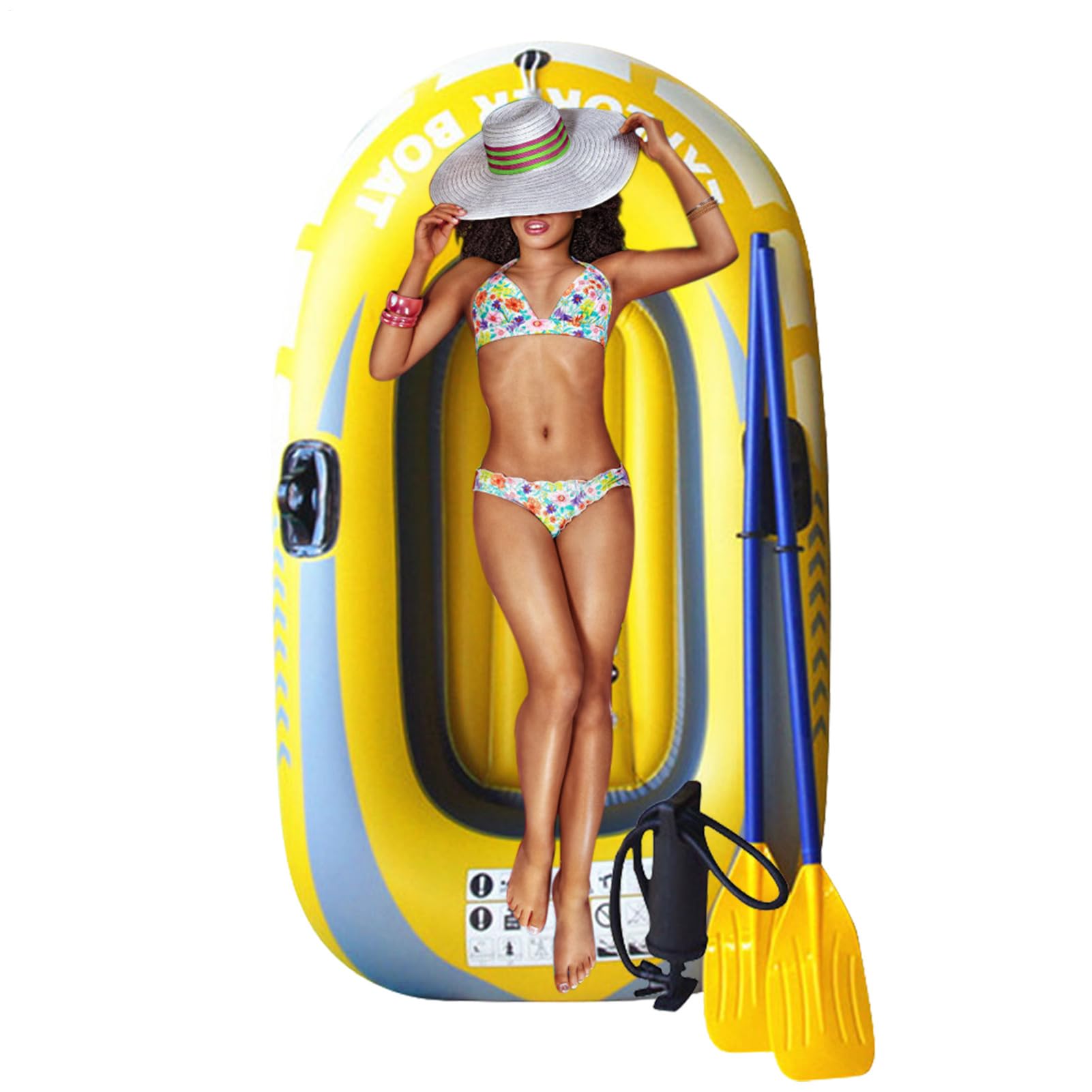 Barco inflable para adultos - kayak doble de PVC, balsa plegable portátil | Barco pesquero engrosado, barco inflable de 1 2 plazas para deportes acuáticos al aire libre Summer Lake River River Flo