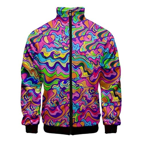 keepmore Men's Graffiti Long Sleeve Jacket Lightweight Full Zip Bomber Jackets Casual Windbreaker Outdoor Street Fashion Coat