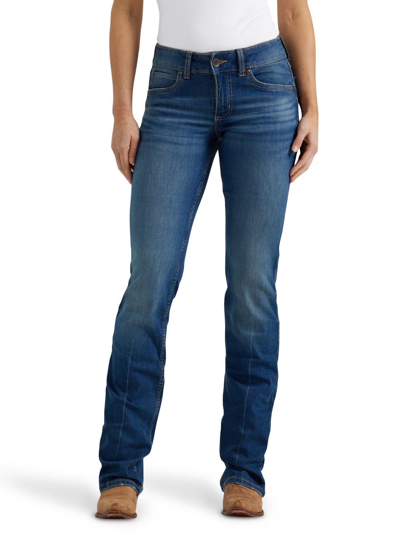 Wrangler Women's Retro Mae Mid Rise Stretch Boot Cut Jean, Vivianna, 5W x 36L